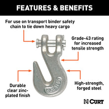 Load image into Gallery viewer, CURT 81330 1/4" Clevis Grab Hook (2,600 lbs, 3/8" Pin)
