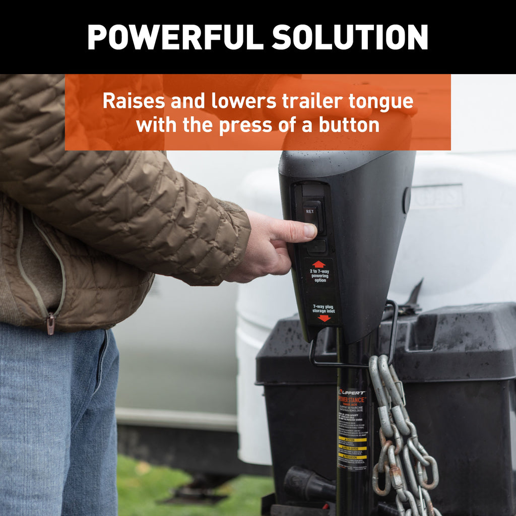 CURT 813748 Lippert Power Stance Tongue Jack, 3,500 lbs