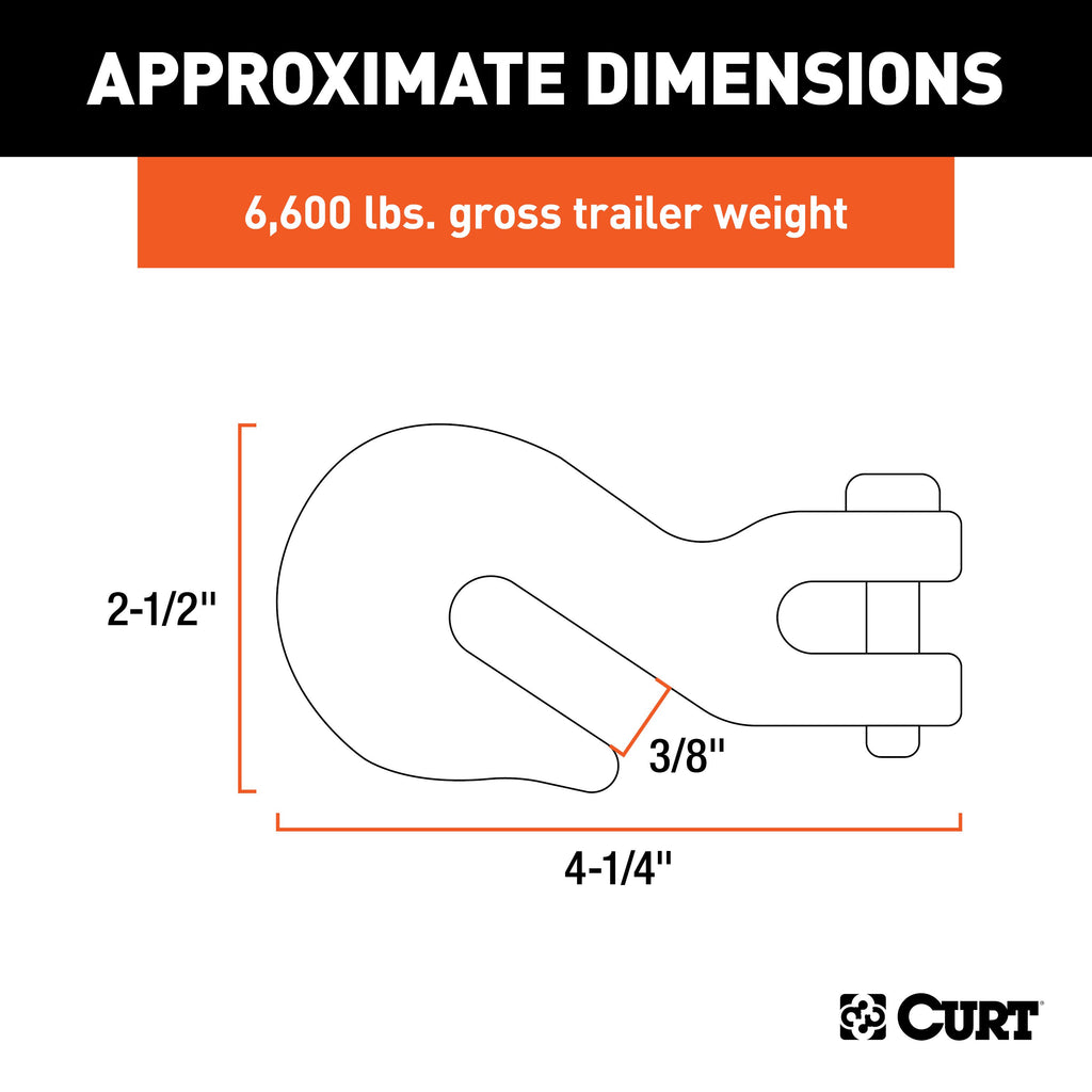 CURT 81438 3/8" Clevis Grab Hook (6,600 lbs, 1/2" Pin)