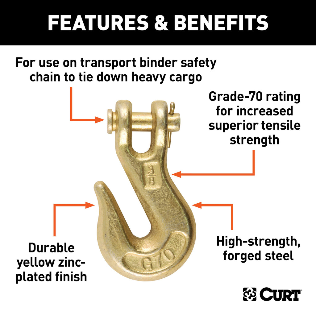 CURT 81438 3/8" Clevis Grab Hook (6,600 lbs, 1/2" Pin)