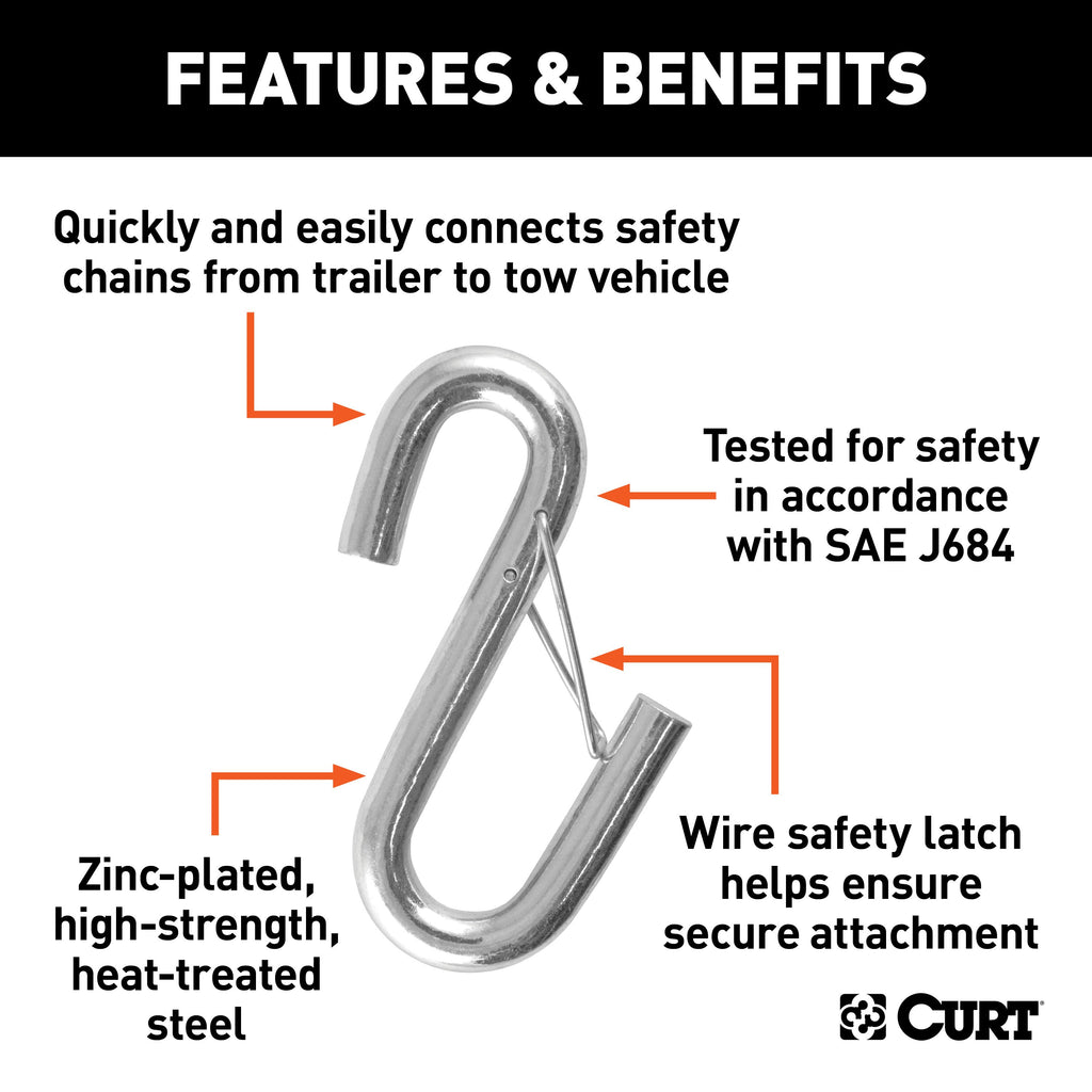 CURT 81840 Certified 13/32" Safety Latch S-Hook (3,500 lbs.)