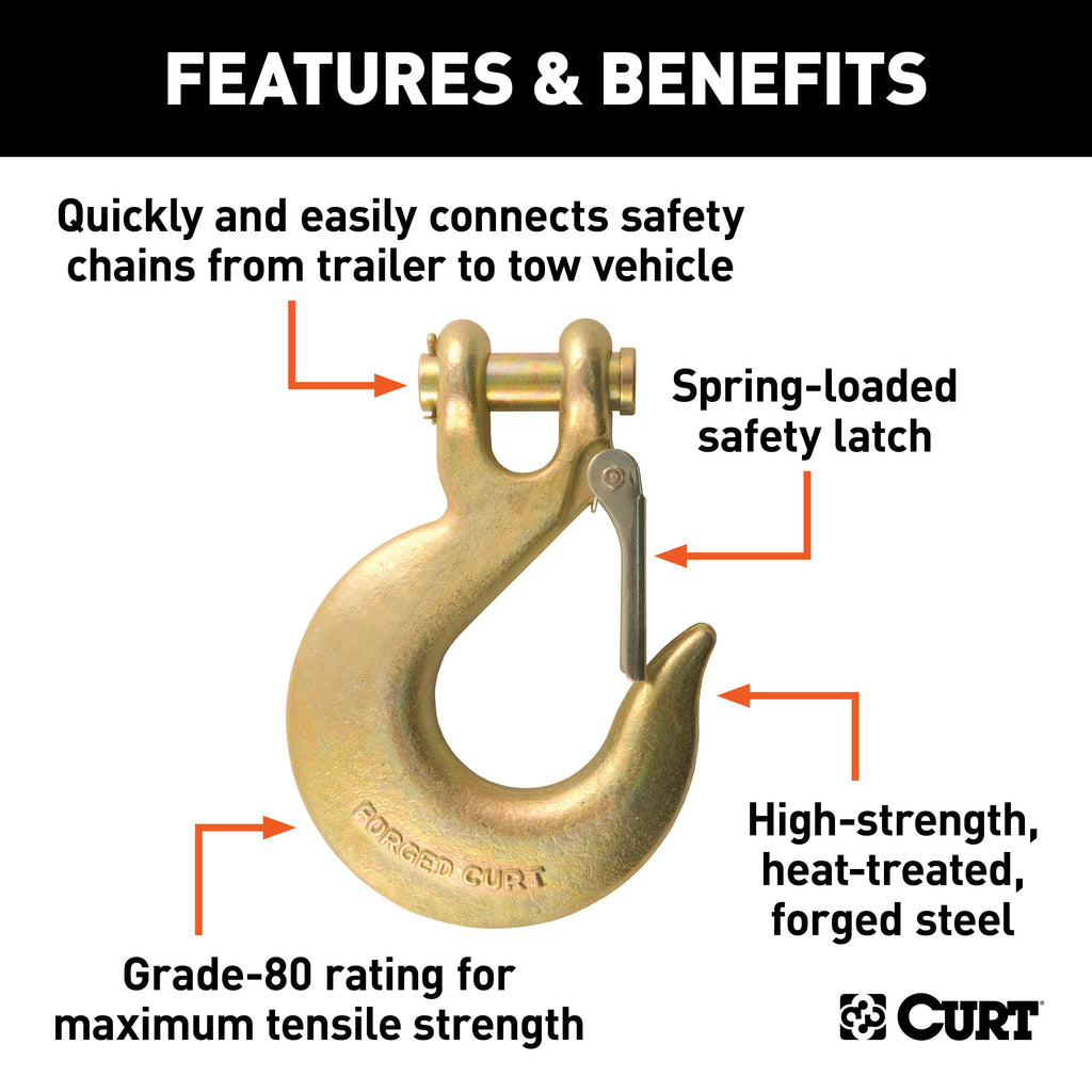 CURT 81920 5/8" Safety Latch Clevis Hook (65,000 lbs, 3/4" Pin)