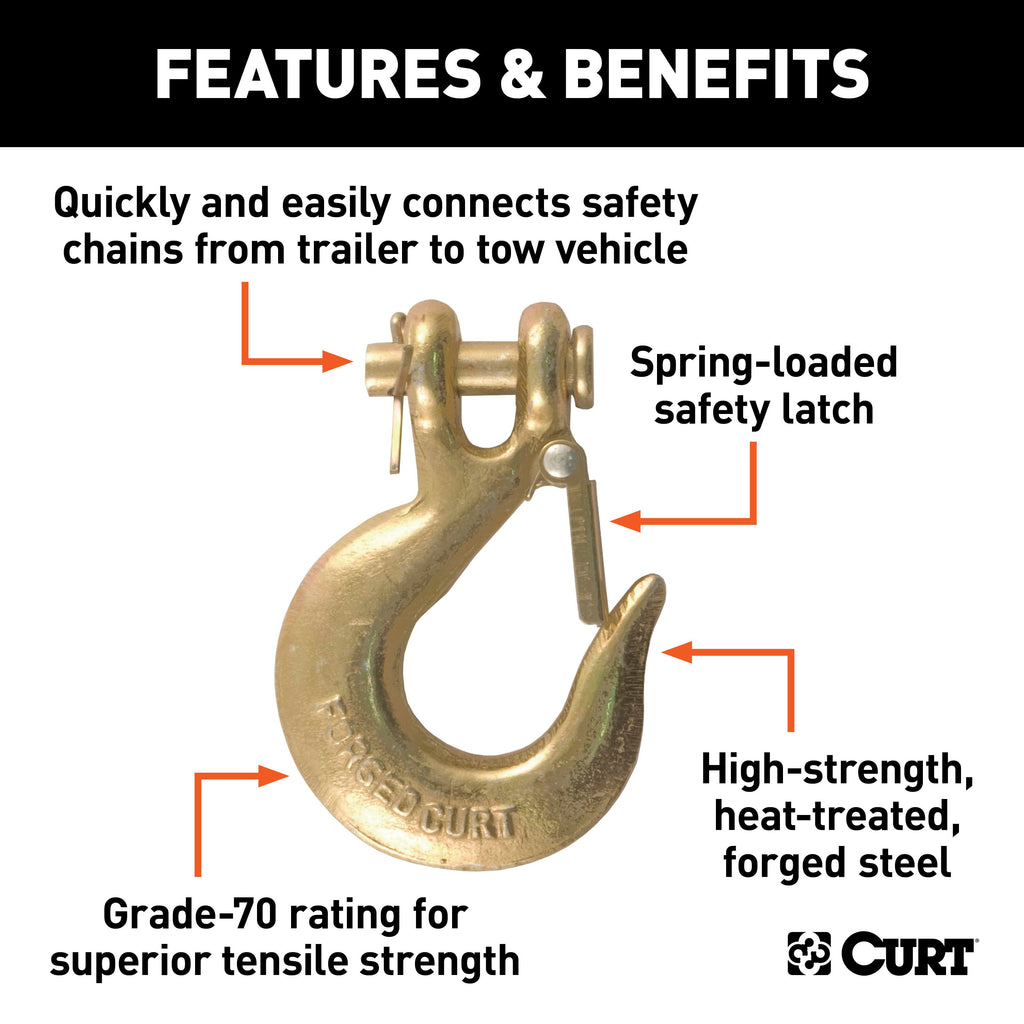 CURT 81940 1/4" Safety Latch Clevis Hook (12,600 lbs, 5/16" Pin)