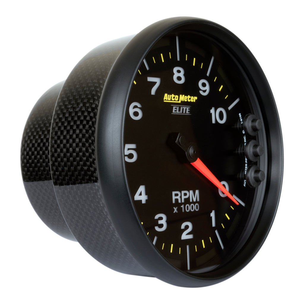 AutoMeter 8199-05702 GAUGE,TACH,5",10K RPM,CARBON FIBER,W/ PIT ROAD LIGHTS & PEAK,NASCAR CAN