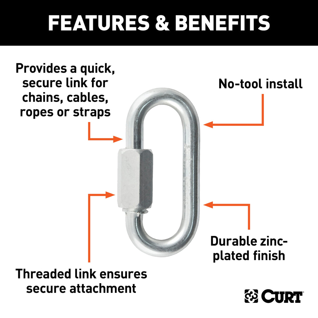 CURT 82610 1/4" Quick Link (4,400 lbs. Breaking Strength)