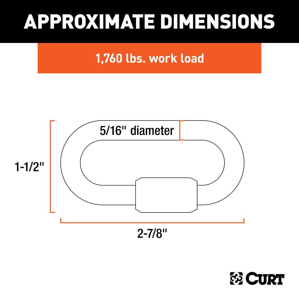 CURT 82900 5/16" Quick Link (8,800 lbs. Breaking Strength)