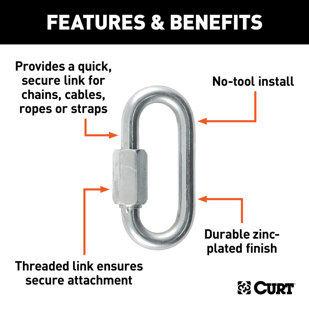 CURT 82903 5/16" Quick Links (8,800 lbs. Breaking Strength, 2-Pack)