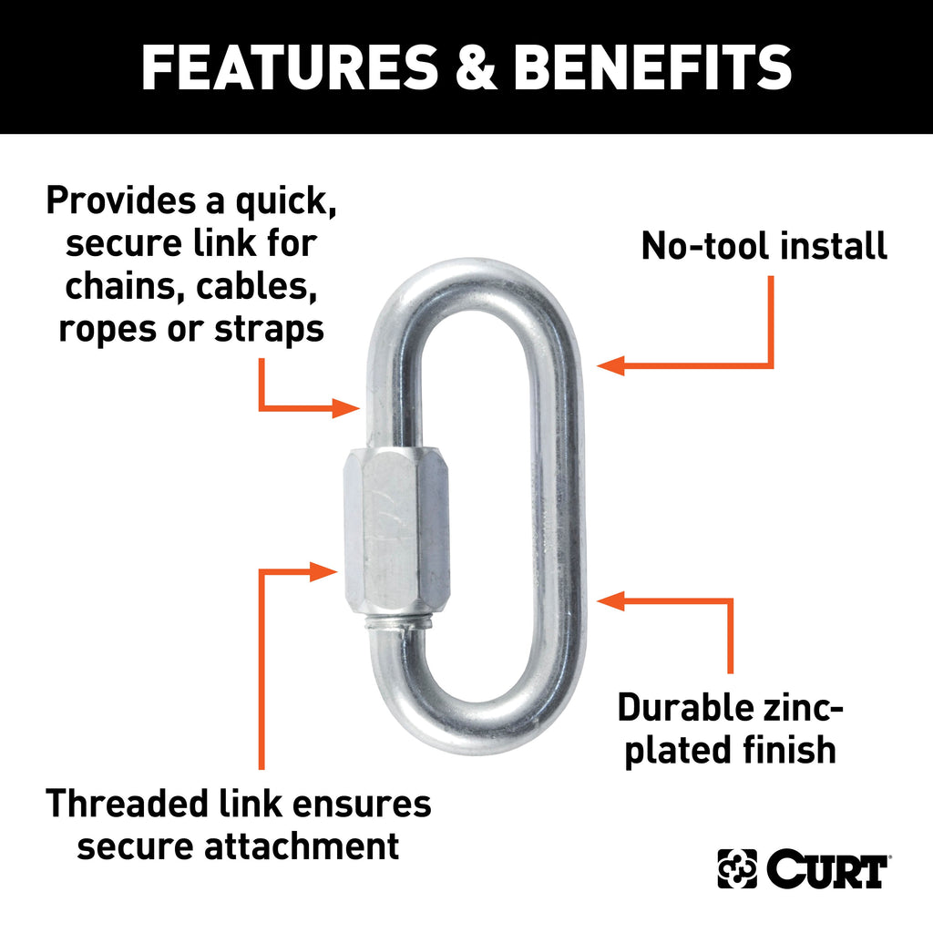 CURT 82934 7/16in. Quick Link (13;200 lbs. Breaking Strength; Packaged) - Truck Part Superstore
