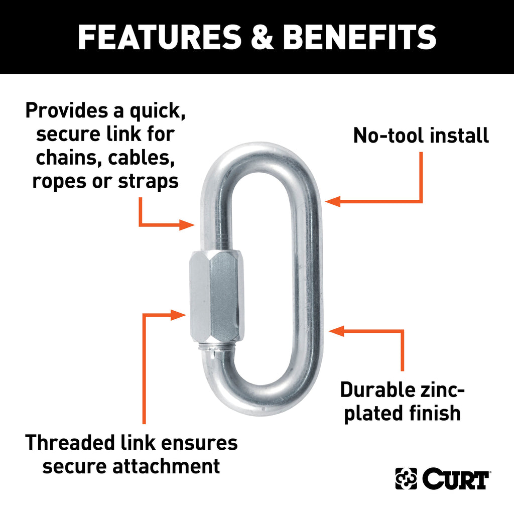 CURT 82935 1/2in. Quick Link (16;500 lbs. Breaking Strength; Packaged) - Truck Part Superstore