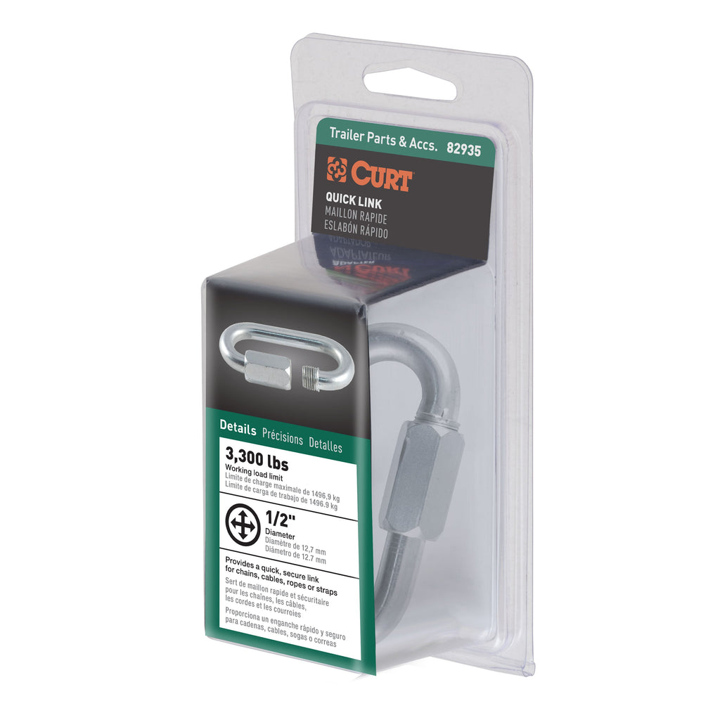 CURT 82935 1/2in. Quick Link (16;500 lbs. Breaking Strength; Packaged) - Truck Part Superstore
