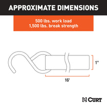 Load image into Gallery viewer, CURT 83002 16' Red Cargo Straps with S-Hooks (500 lbs, 4-Pack)