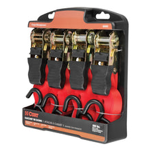 Load image into Gallery viewer, CURT 83002 16' Red Cargo Straps with S-Hooks (500 lbs, 4-Pack)
