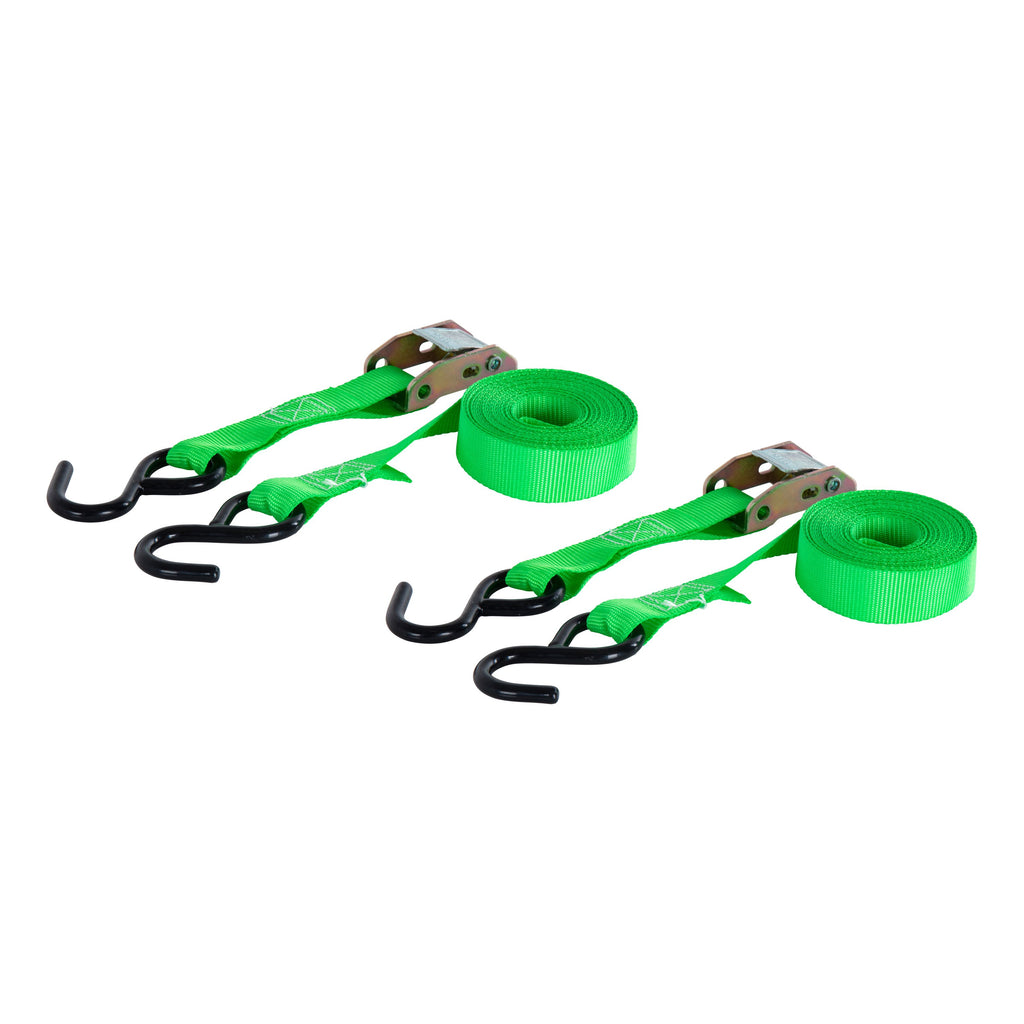 CURT 83015 15' Dark Green Cargo Straps with S-Hooks (300 lbs, 2-Pack)