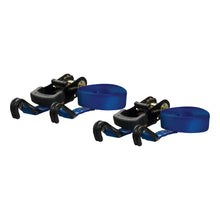 Load image into Gallery viewer, CURT 83020 16' Blue Cargo Straps with J-Hooks (733 lbs, 2-Pack)