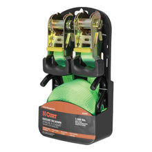 Load image into Gallery viewer, CURT 83028 16' Lime Green Cargo Straps with S-Hooks (1,100 lbs, 2-Pack)