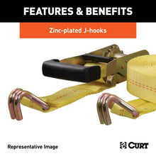 Load image into Gallery viewer, CURT 83036 14' Yellow Cargo Strap with J-Hooks (1,667 lbs.)