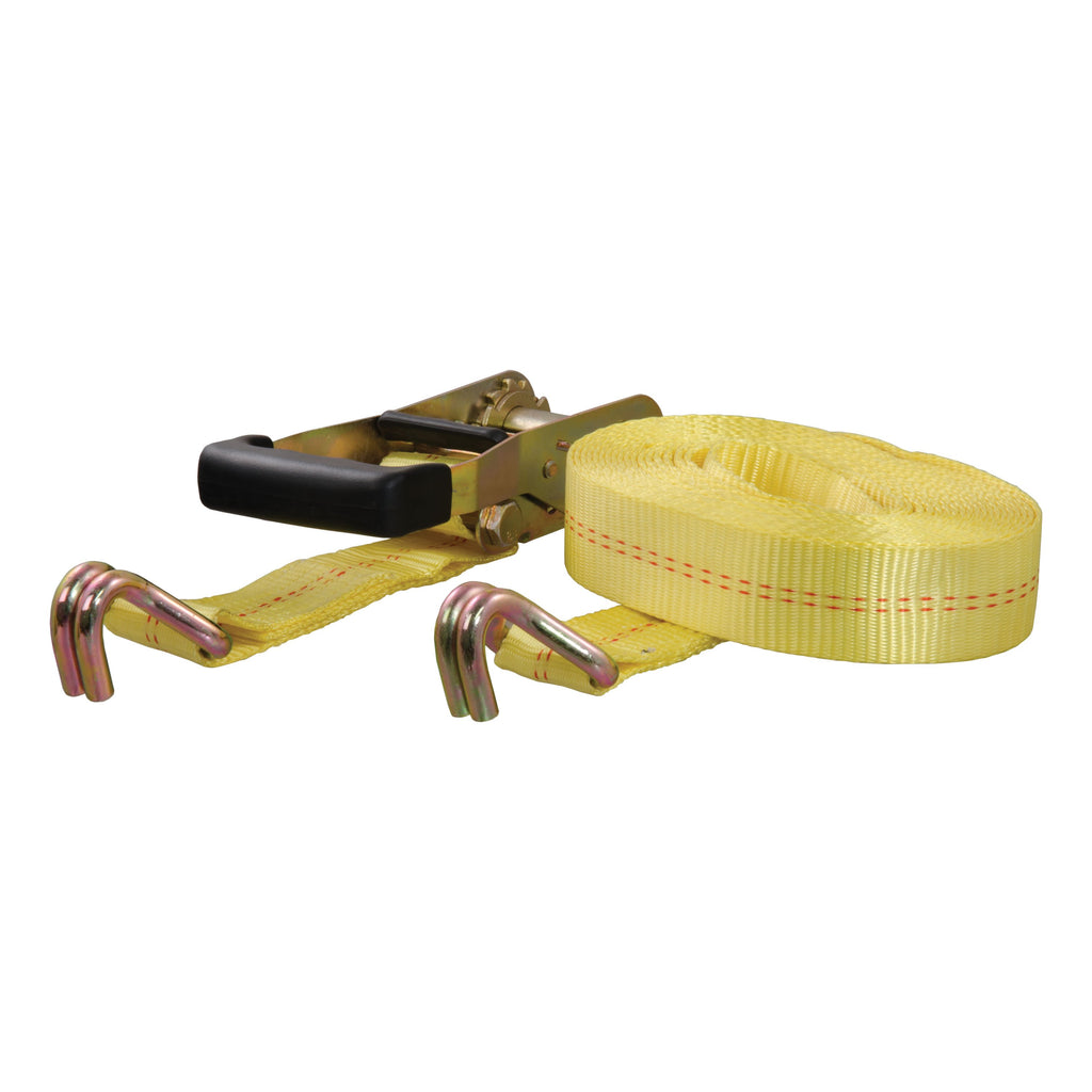CURT 83047 27' Yellow Cargo Strap with J-Hooks (3,333 lbs.)