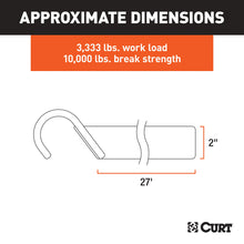 Load image into Gallery viewer, CURT 83047 27' Yellow Cargo Strap with J-Hooks (3,333 lbs.)