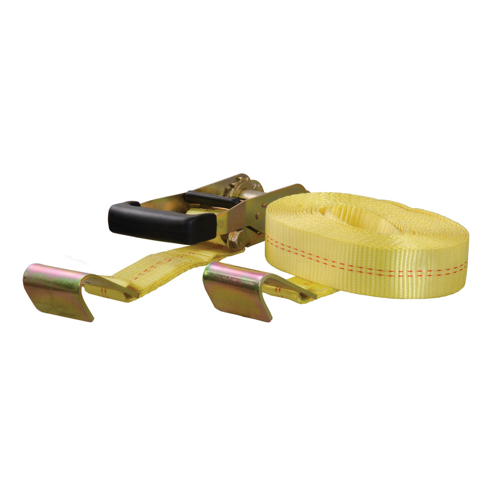 CURT 83048 27' Yellow Cargo Strap with Flat Hooks (3,333 lbs.)