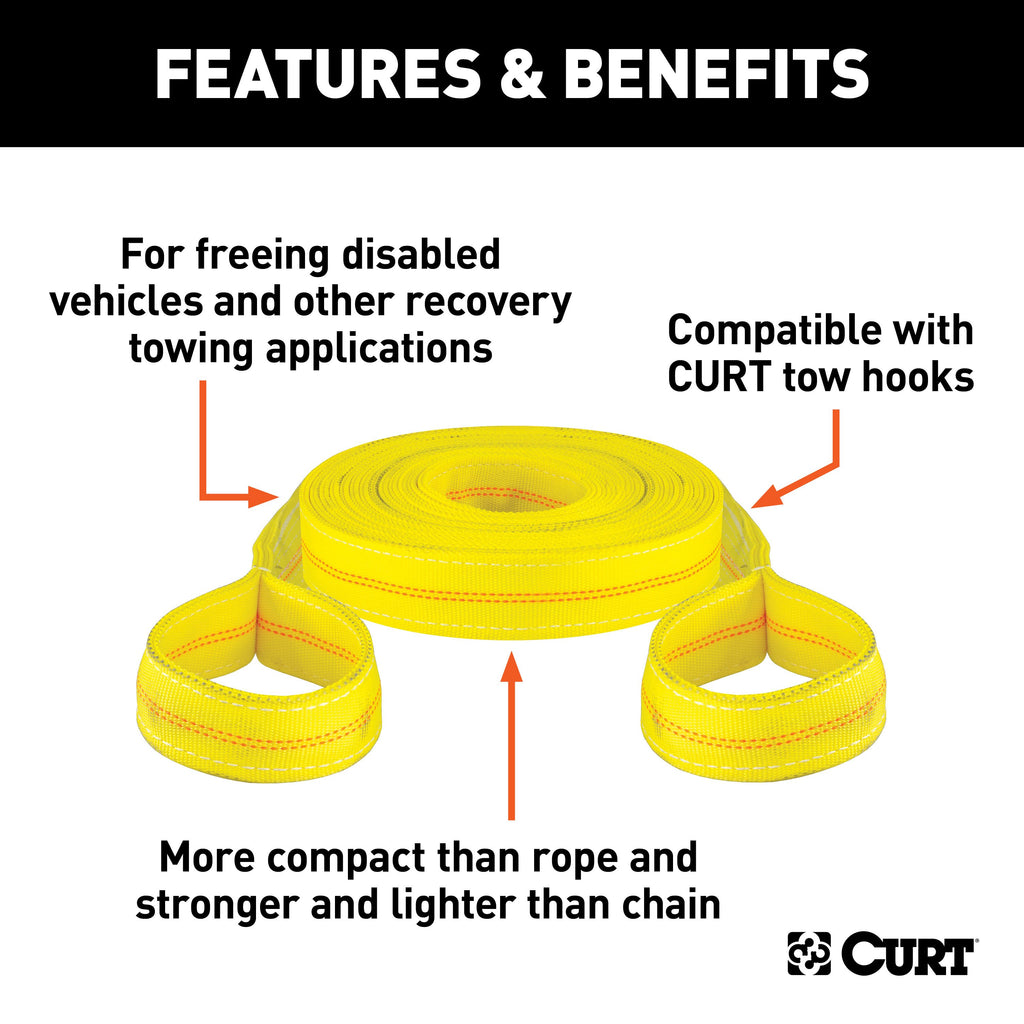 CURT 83066 2" x 30' Tow Strap (9,000 lbs. GVW)