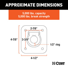 Load image into Gallery viewer, CURT 83600 1-1/2" x 1-1/2" Recessed Tie-Down Ring (5,000 lbs, Clear Zinc)