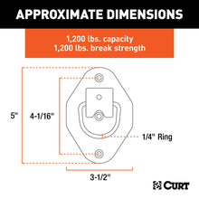 Load image into Gallery viewer, CURT 83601 1-3/8" x 1-7/8" Recessed Tie-Down Ring (1,200 lbs, Clear Zinc)
