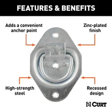 Load image into Gallery viewer, CURT 83601 1-3/8" x 1-7/8" Recessed Tie-Down Ring (1,200 lbs, Clear Zinc)