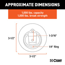 Load image into Gallery viewer, CURT 83710 1-1/8" x 1-5/8" Recessed Tie-Down Ring (1,000 lbs, Clear Zinc)