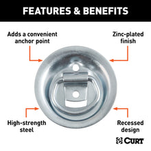 Load image into Gallery viewer, CURT 83710 1-1/8" x 1-5/8" Recessed Tie-Down Ring (1,000 lbs, Clear Zinc)