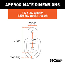 Load image into Gallery viewer, CURT 83730 1" x 1-1/4" Surface-Mounted Tie-Down D-Ring (1,200 lbs, Clear Zinc)