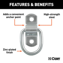 Load image into Gallery viewer, CURT 83730 1" x 1-1/4" Surface-Mounted Tie-Down D-Ring (1,200 lbs, Clear Zinc)