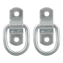 Load image into Gallery viewer, CURT 83731 1" x 1-1/4" Surface-Mounted Tie-Down D-Rings (1,200 lbs, Clear Zinc, 2-Pack)