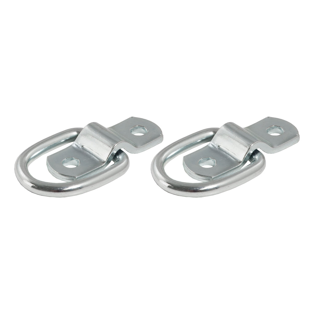 CURT 83731 1" x 1-1/4" Surface-Mounted Tie-Down D-Rings (1,200 lbs, Clear Zinc, 2-Pack)