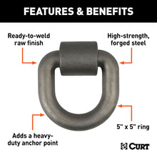 Load image into Gallery viewer, CURT 83770 3" x 3" Weld-On Tie-Down D-Ring (15,587 lbs, Raw Steel)