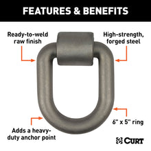 Load image into Gallery viewer, CURT 83780 3" x 4" Weld-On Tie-Down D-Ring (15,587 lbs, Raw Steel)