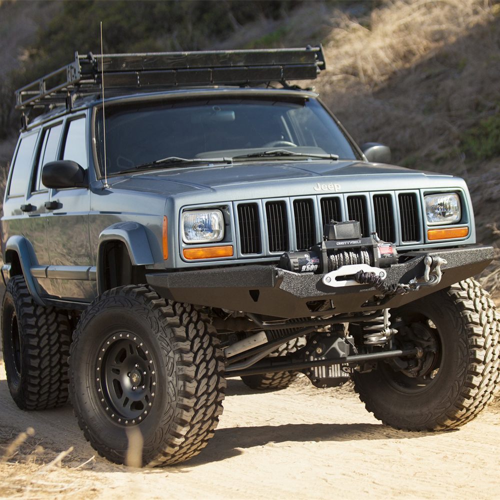8401-Cherokee-Xj-24-Dr-Xrc-Rock-Crawler-Winch-Front-Bumper-WDring-Mounts;-Black-Textured