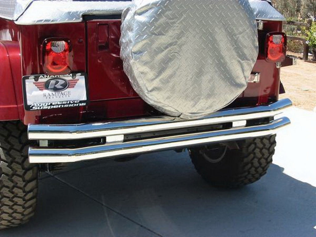 Rampage 8448 Rear Double Tube Bumper for Select Jeep CJ5, Jeep CJ7, Jeep TJ, Jeep Wrangler