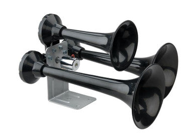 Wolo Horns 847 SIBERIAN EXPRESS EV12-  Powerful Train Horn. Three ABS Black Trumpets, Metal Painted Base with 12 Volt Electric Solenoid Valve. Requires an On-Board Air System