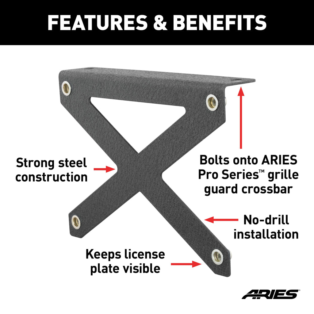 ARIES 85-0000 Pro Series Grille Guard License Plate Bracket
