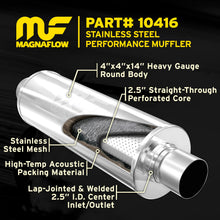 Load image into Gallery viewer, MagnaFlow Exhaust Products 10416 Straight-Through Performance Muffler; 2.5in. Center/Center; 4x14x4 Body