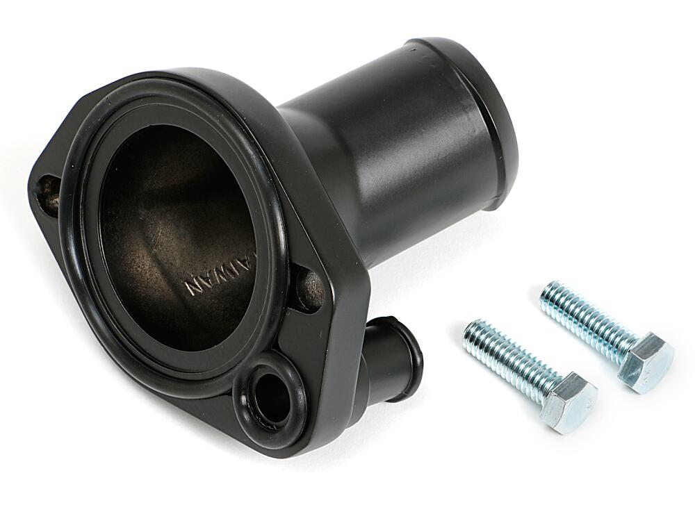 Asphalt-Black-Powder-Coated-Water-Neck;-Sb-Ford-260-351W-(45-Degree)