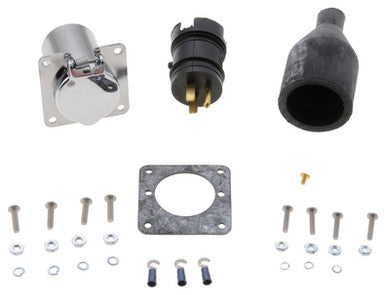 Zerostart 8605688 Wthrprf Field-wired receptacle, 120V 15A, Chrome plated 4 hole square mtg flng