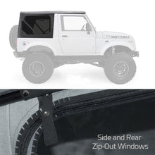 Load image into Gallery viewer, 8694-Suzuki-Samurai-Oem-Repl-Soft-Top-Black-WZip-Out-Windowsblack-Denim
