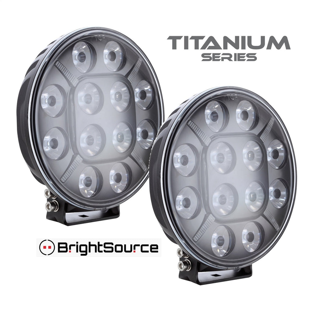 BrightSource 870092 Titanium Series LED Driving Light Kit; 9 in. Round; Twin Pack w/Harness; - Truck Part Superstore