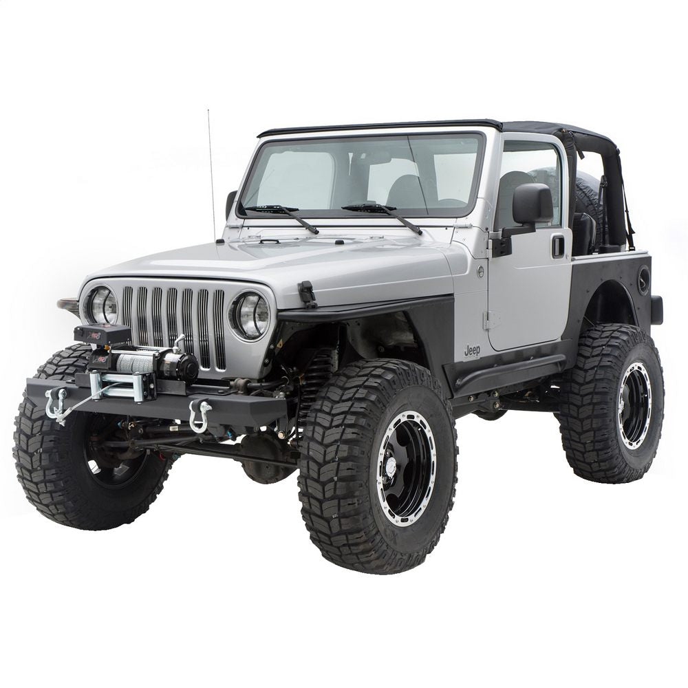 8706-Wrangler-YjTjLj-Src-Classic-Rock-Crawler-Front-Bumper-W-Drings;-Black-Powdercoat