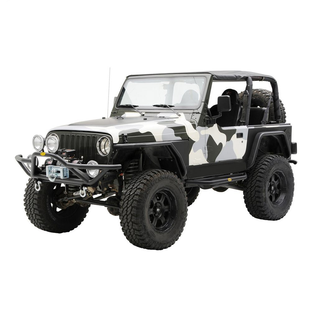 8706-Wrangler-YjTjLj-Src-Front-Grille-Guard-Bumper-WDring-Mountsblack-Texture