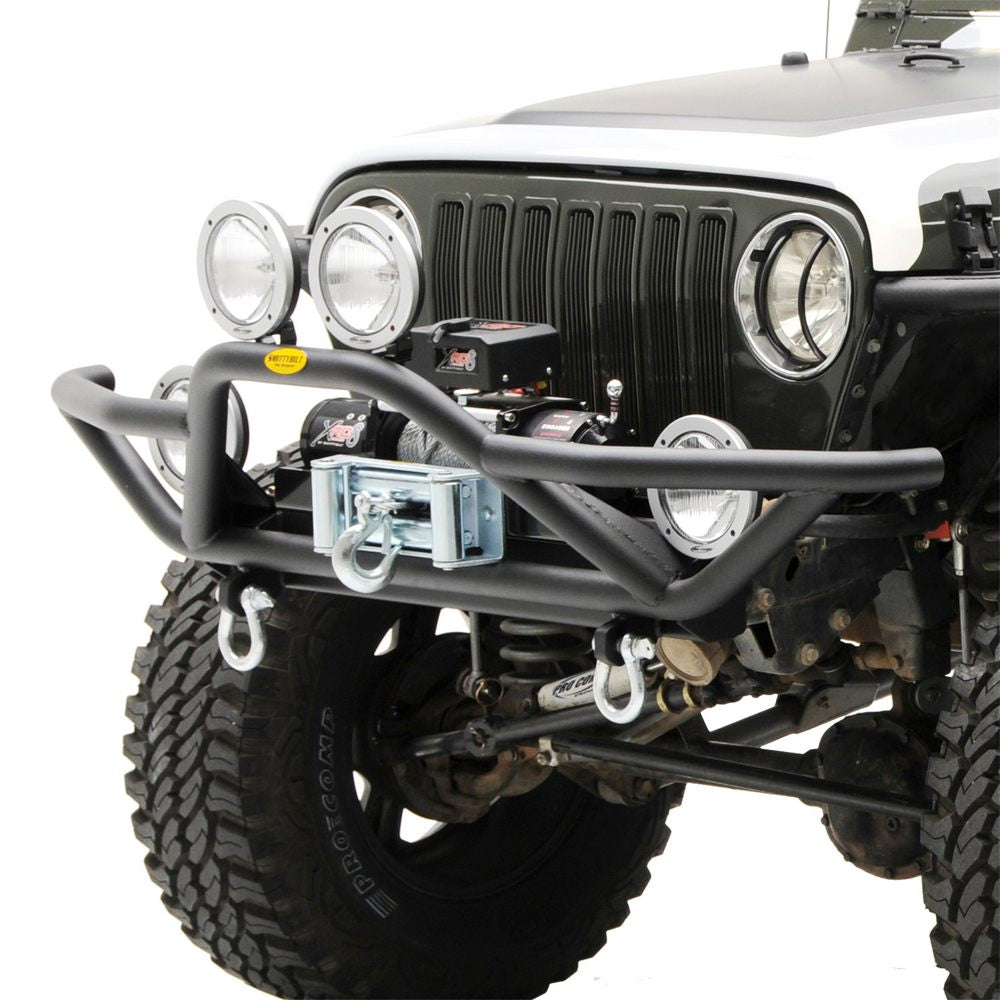 8706-Wrangler-YjTjLj-Src-Front-Grille-Guard-Bumper-WDring-Mountsblack-Texture