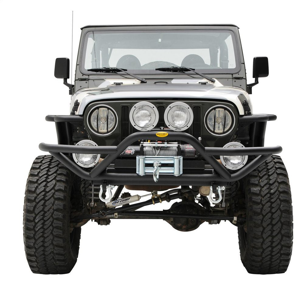 8706-Wrangler-YjTjLj-Src-Front-Grille-Guard-Bumper-WDring-Mountsblack-Texture