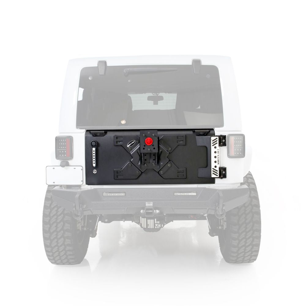 8706-Wrangler-YjTjLj-Src-Mid-Width-Rear-Tubular-Bumper-WHitch--Tire-Carrier-Mount-Stud;Text-Blk