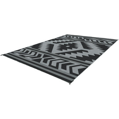 KUMA 876-KM-SFB-GB-9 Sante Fe Boho Outdoor Mat - 9' x 9' (Black/Grey)